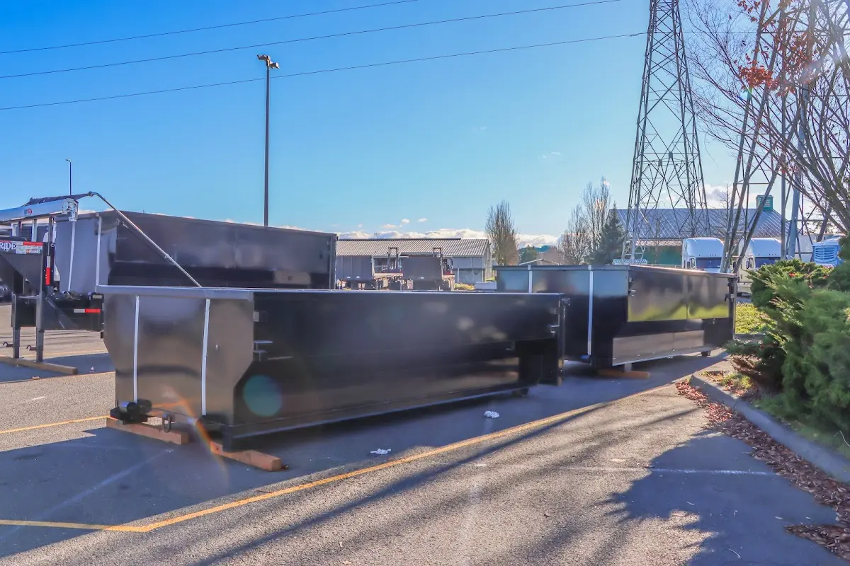 Roll-off dumpster ready for waste disposal at job site for Estate Cleanout Dumpster Rental in Lake Forest Park